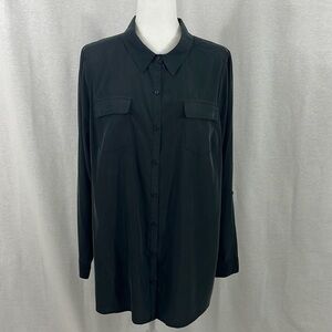Lane Bryant Black Modal Blend Button Down Minimalist Shirt Womens Size 18/20